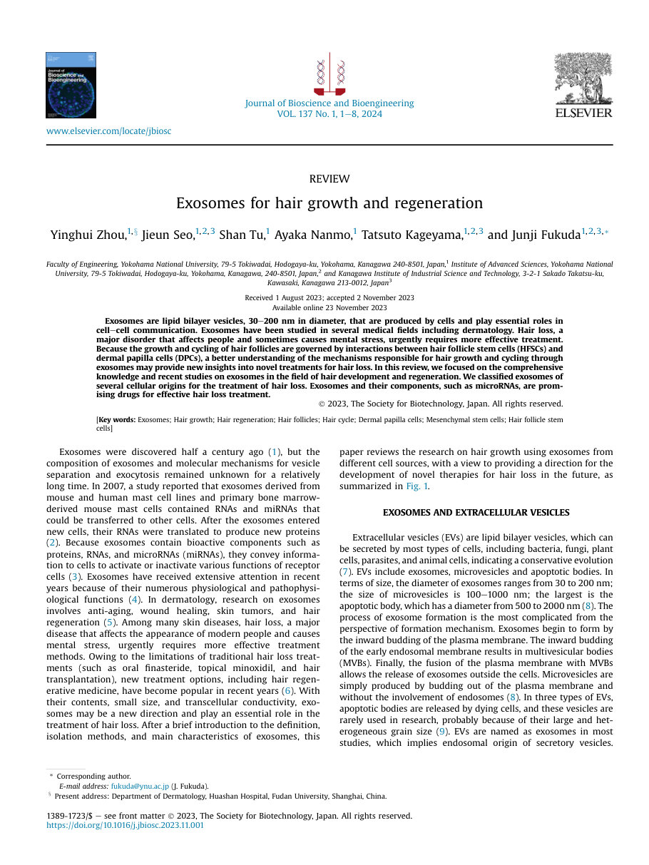 Stem cell exosomes in hair restoration