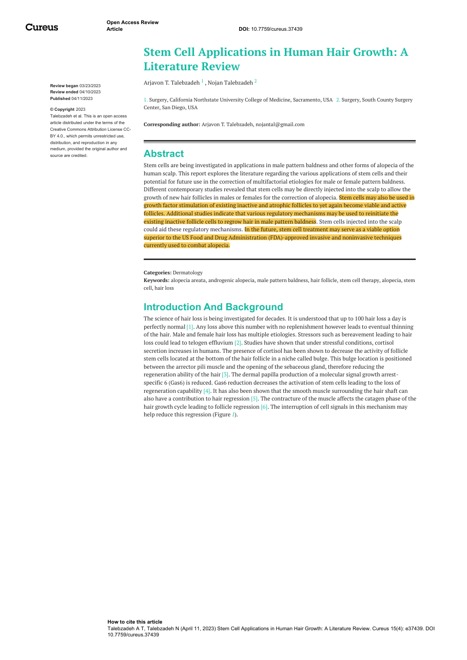 Clinical outcomes of exosome therapy for pattern hair loss
