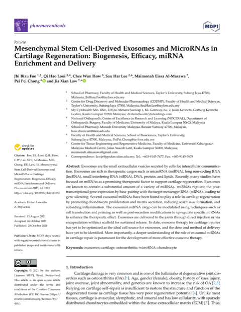 MSC-Derived Exosomes for Cartilage Repair