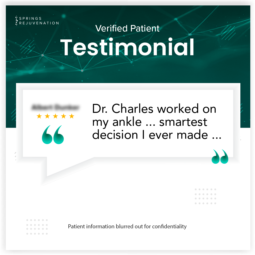 Verified patient testimonial, name blurred for confidentiality