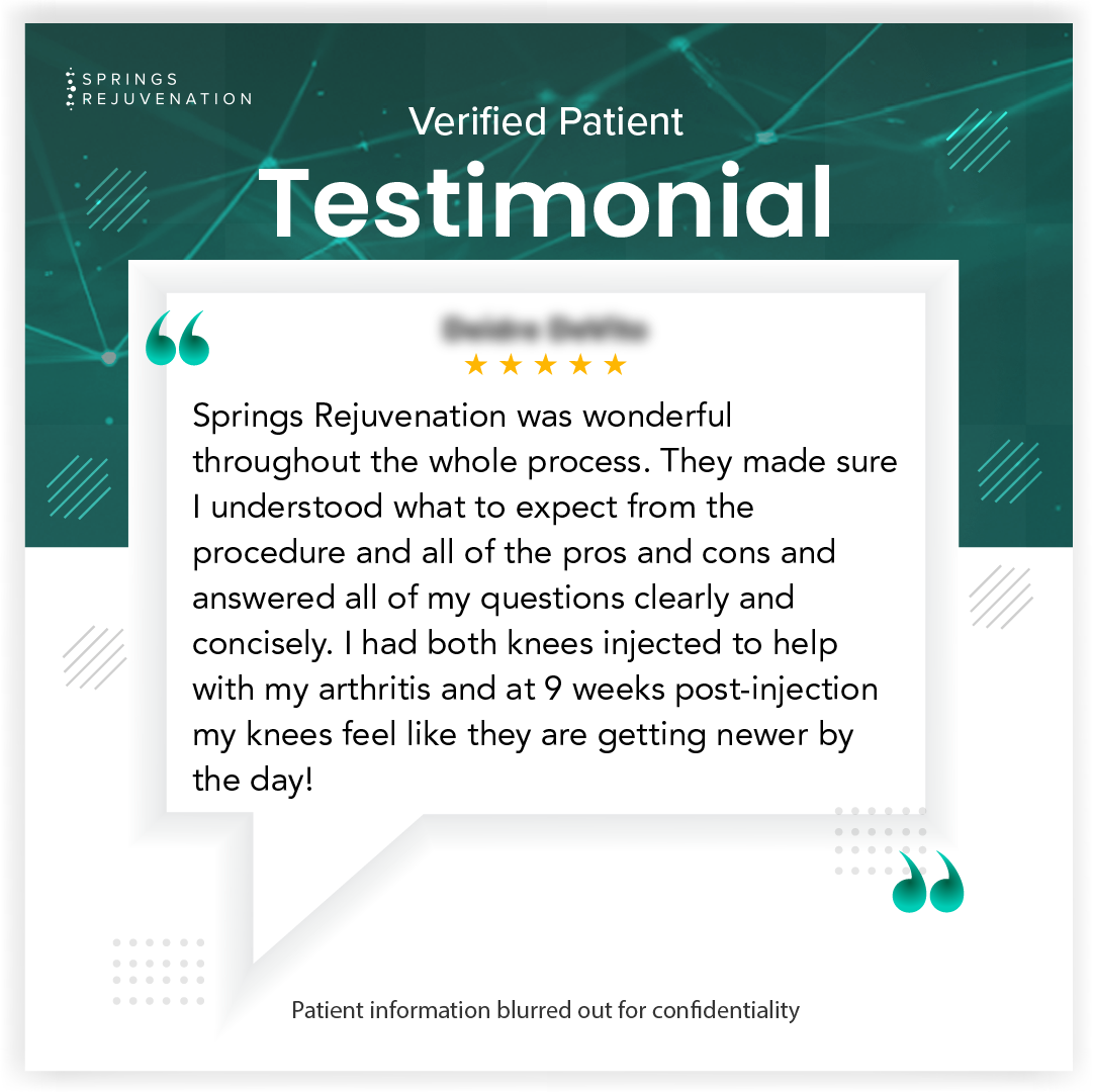 Verified patient testimonial, name blurred for confidentiality
