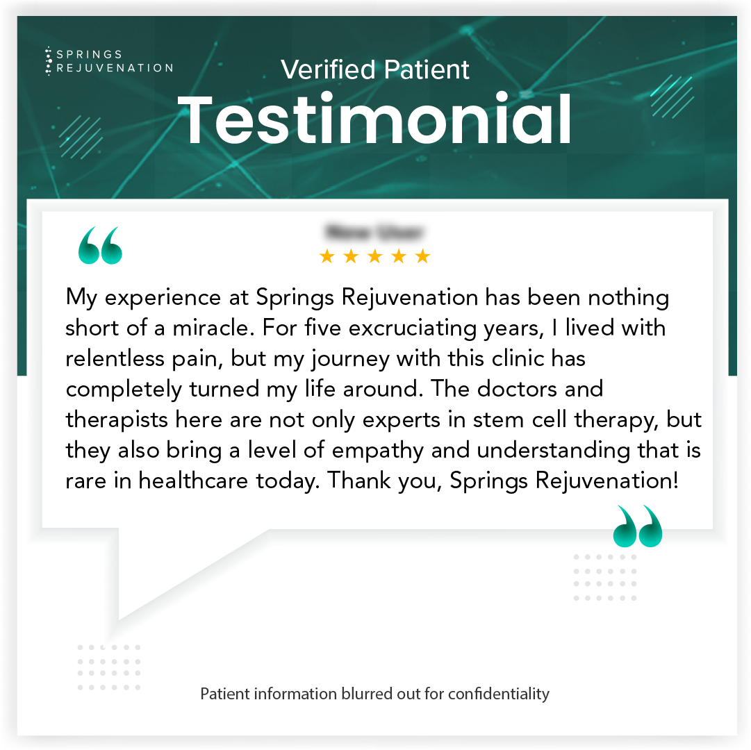 Verified patient testimonial, name blurred for confidentiality