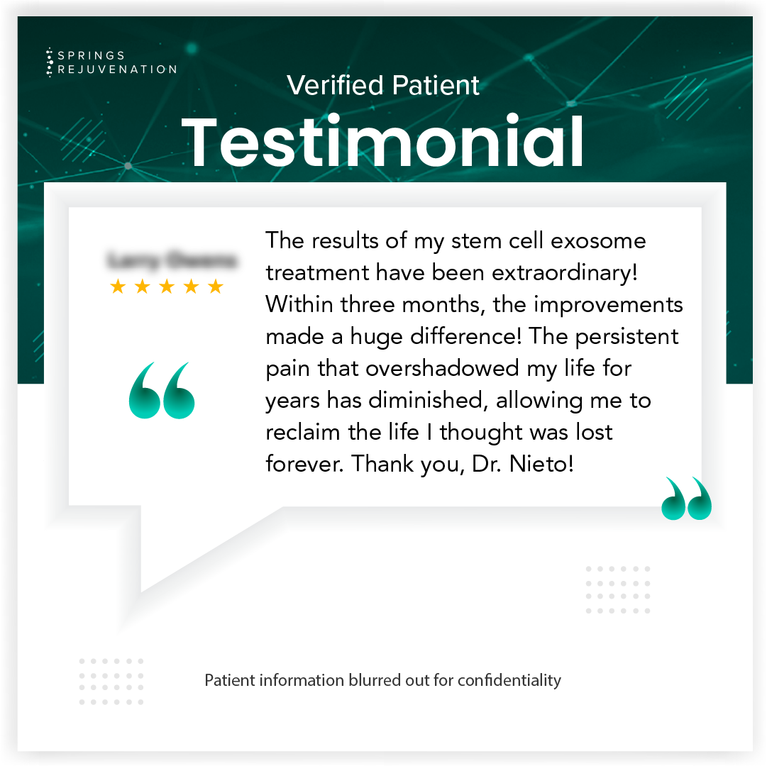 Verified patient testimonial, name blurred for confidentiality