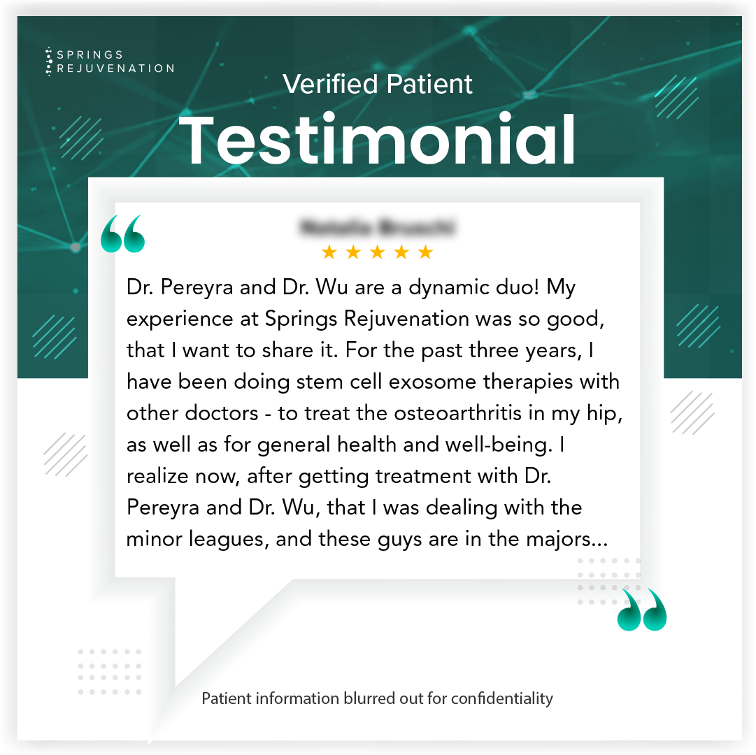 Verified patient testimonial, name blurred for confidentiality