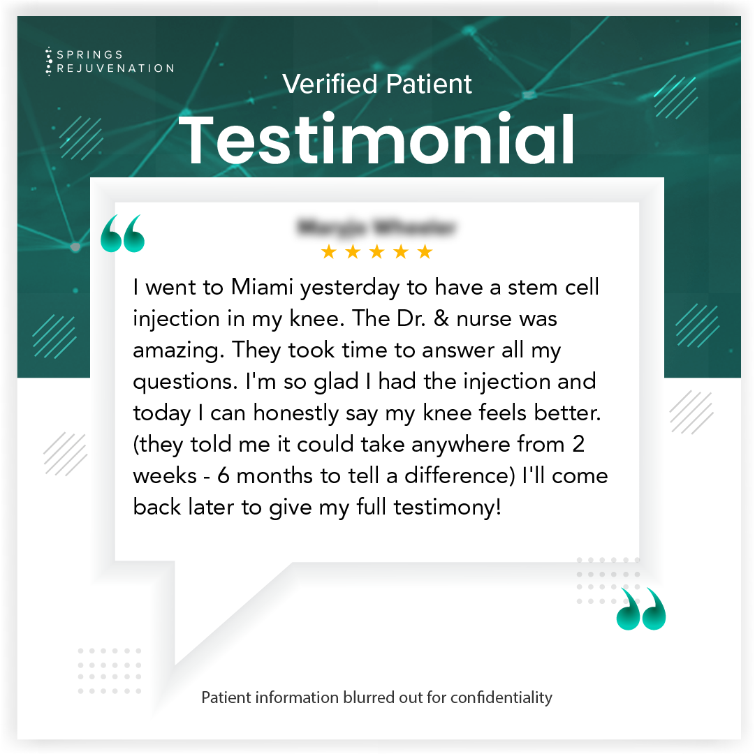 Verified patient testimonial, name blurred for confidentiality