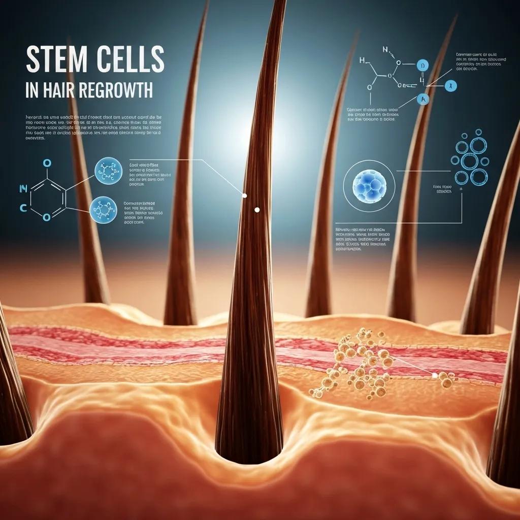 Healthy hair follicles representing the potential of stem cells and ATP in hair regrowth