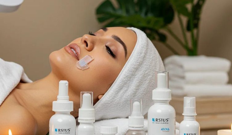 Microneedling treatment with stem cells and exosomes in a serene spa setting