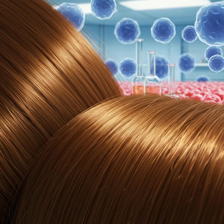 Close-up of healthy hair representing stem cell hair regeneration and longevity